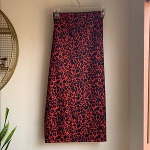Red leopard pencil skirt